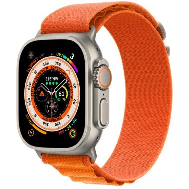 Apple Watch Ultra - Titanium Case with Orange Alpine Loop