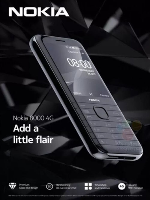 Nokia 8000 4G lộ poster quảng cáo, không phải điện thoại nắp trượt?